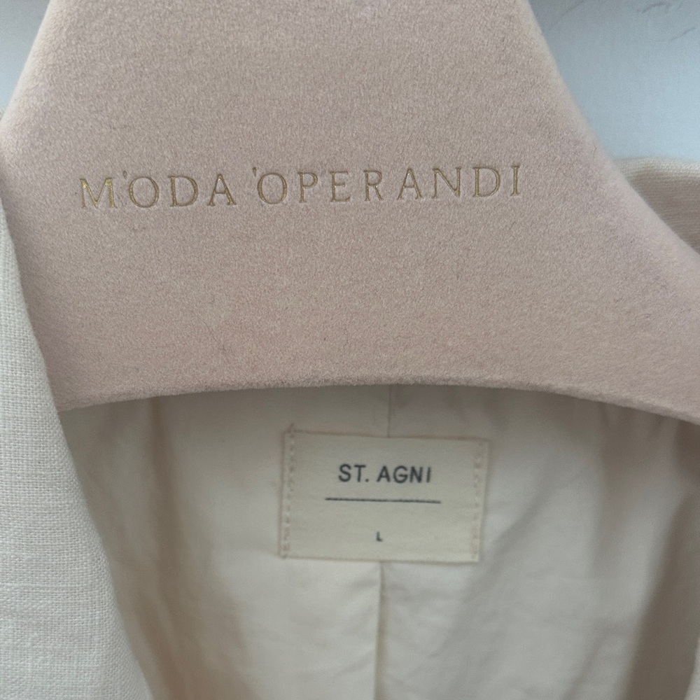 St Agni Cream Double-Breasted Women's linen blend Blazer - Picture 2 of 3